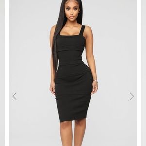 All Classed Up Ribbed Midi Dress - Black